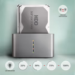 Axagon AXG ADSA-DC - Docking- und Kopierstation 2x 2.5''/3.5'' SATA USB 3.0 - Digital/Daten USB 3.2 Gen 1 (3.1 Gen 1) Type-A Grigio
