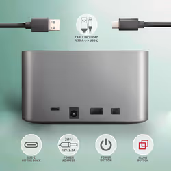 Axagon AXG ADSA-DC - Docking- und Kopierstation 2x 2.5''/3.5'' SATA USB 3.0 - Digital/Daten USB 3.2 Gen 1 (3.1 Gen 1) Type-A Grigio - Vista aggiuntiva 7