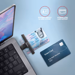 Axagon CRE-SMPC USB-C Smart card/ID card PocketReader lettore di card readers Interno USB tipo-C Nero - Vista aggiuntiva 2