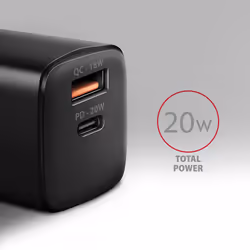 Axagon ACU-PQ20 wall charger QC3.0/AFC/FCP+ PD type-C 20 W - schwarz - USB Typ C Telefono cellulare, Smartphone, Orologio intelligente, Tablet, Universale Nero AC Ricarica rapida Interno - Vista aggiuntiva 2