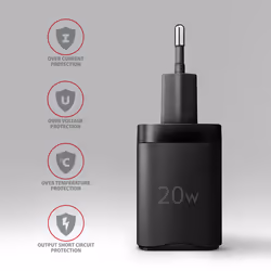 Axagon ACU-PQ20 wall charger QC3.0/AFC/FCP+ PD type-C 20 W - schwarz - USB Typ C Telefono cellulare, Smartphone, Orologio intelligente, Tablet, Universale Nero AC Ricarica rapida Interno - Vista aggiuntiva 5