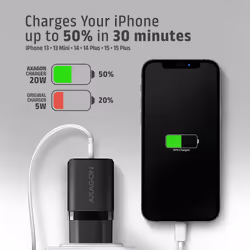 Axagon ACU-PQ20 wall charger QC3.0/AFC/FCP+ PD type-C 20 W - schwarz - USB Typ C Telefono cellulare, Smartphone, Orologio intelligente, Tablet, Universale Nero AC Ricarica rapida Interno - Vista aggiuntiva 7