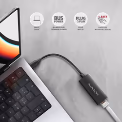 Axagon ADE-ARC USB-C 3.2 Gen 1 - Gigabit Ethernet 10/100/1000 Adapter - Adapter - Digital/Daten 1000 Mbit/s - Vista aggiuntiva 3