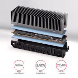 Axagon CLR-M2XT M.2 SSD Passivkühler Aluminium Dissipatore Nero, Grigio - Vista aggiuntiva 2