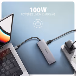Axagon HMC-5H60 replicatore di porte e docking station per laptop Cablato USB 3.2 Gen 1 (3.1 Gen 1) Type-C Grigio - Vista aggiuntiva 4