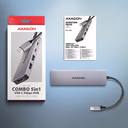 Axagon HMC-5H60 replicatore di porte e docking station per laptop Cablato USB 3.2 Gen 1 (3.1 Gen 1) Type-C Grigio - Vista aggiuntiva 7