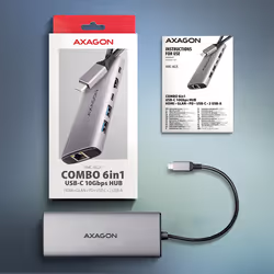 Axagon HMC-6G2L replicatore di porte e docking station per laptop Cablato USB 3.2 Gen 2 (3.1 Gen 2) Type-C Alluminio - Vista aggiuntiva 8