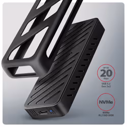 Axagon EEM2-20G NVMe-SSD-Gehäuse USB-C 3.2 20 Gbps 2230 - 2280 - schwarz Box esterno SSD Nero M.2 - Vista aggiuntiva 4