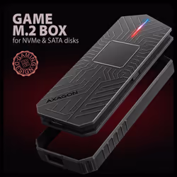 Axagon EEM2-GAM, USB-C 10Gbps - NVMe & SATA SSD GAME M.2 box, bezšroubkový Box esterno SSD Nero - Vista aggiuntiva 2
