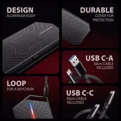 Axagon EEM2-GAM, USB-C 10Gbps - NVMe & SATA SSD GAME M.2 box, bezšroubkový Box esterno SSD Nero - Vista aggiuntiva 8