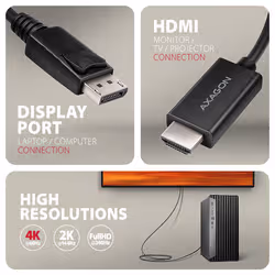 Axagon RVD-HI20C2 cavo e adattatore video 1,8 m DisplayPort HDMI Nero - Vista aggiuntiva 2
