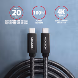 Axagon BUCM32-CM05AB cavo USB USB 3.2 Gen 2x2 0,5 m USB C Nero - Vista aggiuntiva 2