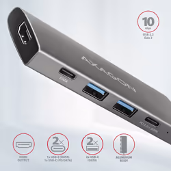 Axagon HMC-5G21 replicatore di porte e docking station per laptop Cablato USB 3.2 Gen 2 (3.1 Gen 2) Type-C Grigio - Vista aggiuntiva 2