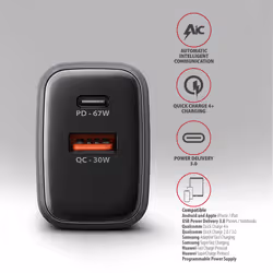Axagon ACU-PQ67 Caricabatterie per dispositivi mobili Universale Nero, Grigio AC Ricarica rapida Interno - Vista aggiuntiva 4