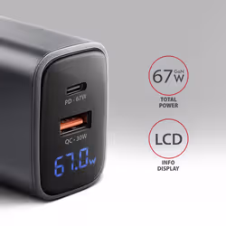 Axagon ACU-PQ67D Caricabatterie per dispositivi mobili Universale Nero, Grigio AC Ricarica rapida Interno - Vista aggiuntiva 2
