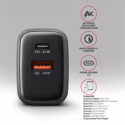 Axagon ACU-PQ67D Caricabatterie per dispositivi mobili Universale Nero, Grigio AC Ricarica rapida Interno - Vista aggiuntiva 5