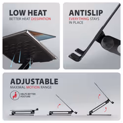 Axagon STND-LQB Laptop-Ständer, Doppelgelenk, höhenverstellbar, faltbar Supporto per laptop e tablet Nero 43,9 cm (17.3") - Vista aggiuntiva 3