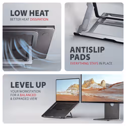 Axagon STND-LAG Laptop-Ständer, höhenverstellbar, faltbar, Aluminium Supporto per laptop e tablet Grigio 43,9 cm (17.3") - Vista aggiuntiva 3