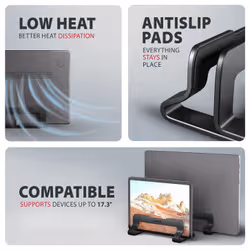 Axagon STND-VB Vertikaler Laptop-Ständer, einstellbare Breite, Aluminium Supporto per laptop e tablet Nero 43,9 cm (17.3") - Vista aggiuntiva 3