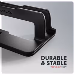 Axagon STND-VB Vertikaler Laptop-Ständer, einstellbare Breite, Aluminium Supporto per laptop e tablet Nero 43,9 cm (17.3") - Vista aggiuntiva 6
