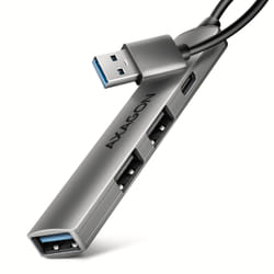 Axagon HUB USB HUE-STA, 4x USB ALU STRIP hub, 1x USB-A 5Gbps, 2x USB-A & 1x USB-C 480Mbps, kabel USB-A 12cm USB 3.2 Gen 1 (3.1 Gen 1) Type-A 5 Mbit/s Grigio