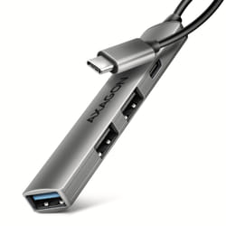 Axagon HUB USB HUE-STC, 4x USB ALU STRIP hub, 1x USB-A 5Gbps, 2x USB-A & 1x USB-C 480Mbps, kabel USB-C 12cm USB 3.2 Gen 1 (3.1 Gen 1) Type-C 5 Mbit/s Grigio