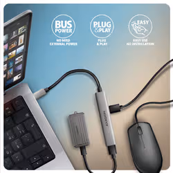 Axagon HUB USB HUE-STC, 4x USB ALU STRIP hub, 1x USB-A 5Gbps, 2x USB-A & 1x USB-C 480Mbps, kabel USB-C 12cm USB 3.2 Gen 1 (3.1 Gen 1) Type-C 5 Mbit/s Grigio - Vista aggiuntiva 4