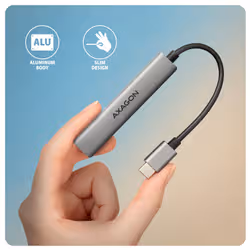 Axagon HUB USB HUE-STC, 4x USB ALU STRIP hub, 1x USB-A 5Gbps, 2x USB-A & 1x USB-C 480Mbps, kabel USB-C 12cm USB 3.2 Gen 1 (3.1 Gen 1) Type-C 5 Mbit/s Grigio - Vista aggiuntiva 5