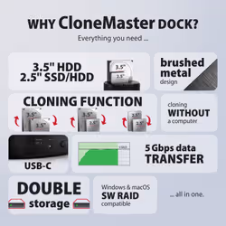 Axagon ADSA-SC docking station per unità di archiviazione USB 3.2 Gen 1 (3.1 Gen 1) Type-C Nero - Vista aggiuntiva 3