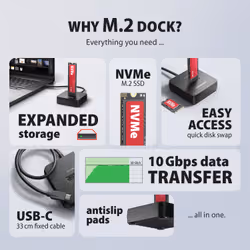 Axagon ADSA-M2C11L docking station per unità di archiviazione USB 3.2 Gen 2 (3.1 Gen 2) Type-C Nero - Vista aggiuntiva 3
