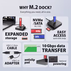 Axagon ADSA-M2C11 docking station per unità di archiviazione USB 3.2 Gen 2 (3.1 Gen 2) Type-C Nero - Vista aggiuntiva 3