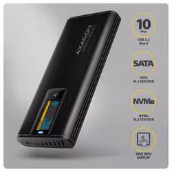 Axagon EEM2-SD2B contenitore di unità di archiviazione Box esterno SSD Nero M.2 - Vista aggiuntiva 2