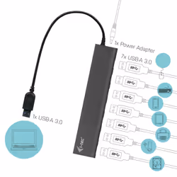 i-tec Metal U3HUB778 hub di interfaccia USB 3.2 Gen 1 (3.1 Gen 1) Type-A 5000 Mbit/s Argento - Vista aggiuntiva 5