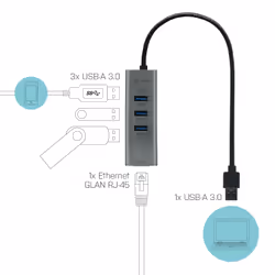 i-tec Metal U3METALG3HUB hub di interfaccia USB 3.2 Gen 1 (3.1 Gen 1) Type-A 5000 Mbit/s Grigio - Vista aggiuntiva 4