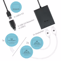 i-tec USB 3.0 / USB-C Dual 4K DP Video Adapter
