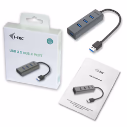 i-tec Metal U3HUBMETAL403 hub di interfaccia USB 3.2 Gen 1 (3.1 Gen 1) Type-A 5000 Mbit/s Grigio - Vista aggiuntiva 4