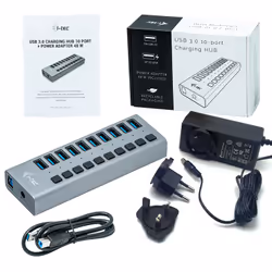 i-tec U3CHARGEHUB10 Caricabatterie per dispositivi mobili Universale Grigio AC Ricarica rapida Interno - Vista aggiuntiva 4