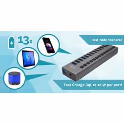 i-tec U3CHARGEHUB13 Caricabatterie per dispositivi mobili Universale Grigio AC Interno - Vista aggiuntiva 6