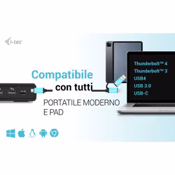 i-tec USB 3.0 / USB-C / Thunderbolt 3 Dual Display Docking Station Gen2 + Power Delivery 100W - Vista aggiuntiva 7