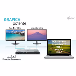 i-tec USB 3.0 / USB-C / Thunderbolt 3 Dual Display Docking Station Gen2 + Power Delivery 100W - Vista aggiuntiva 8