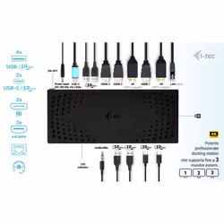 i-tec USB 3.0 / USB-C / Thunderbolt, 3x 4K Docking Station Gen 2 + Power Delivery 100W - Vista aggiuntiva 7