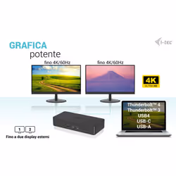 i-tec USB 3.0 / USB-C / Thunderbolt 3 Professional Dual 4K Display Docking Station Generation 2 + Power Delivery 100W - Vista aggiuntiva 8