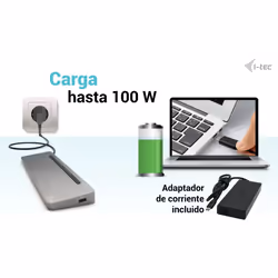 i-tec USB-C Metal Ergonomic 3x 4K Display Docking Station with Power Delivery 100 W + Universal Charger 100 W - Vista aggiuntiva 5