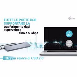 i-tec USB-C Metal Ergonomic 3x 4K Display Docking Station with Power Delivery 100 W + Universal Charger 100 W - Vista aggiuntiva 8
