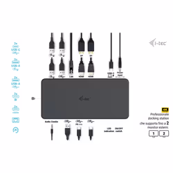 i-tec USB 3.0 / USB-C / Thunderbolt 3 Professional Dual 4K Display Docking Station Generation 2 + Power Delivery 100W - Vista aggiuntiva 5