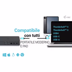 i-tec USB 3.0 / USB-C / Thunderbolt 3 Professional Dual 4K Display Docking Station Generation 2 + Power Delivery 100W - Vista aggiuntiva 7