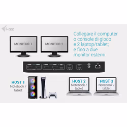 i-tec USB-C KVM Dock PRO for Three Hosts, Dual Video, with 2x Power Delivery, max 92W - Vista aggiuntiva 7