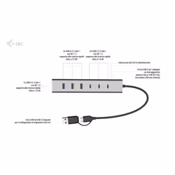 i-tec USB-C/USB-A Charging Metal HUB 7 port (3x USB-C, 4x USB-A) - Vista aggiuntiva 7