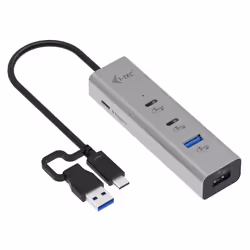 i-tec Metal Universal Charging HUB 2xUSB-C + 2x USB-A Port + Power Delivery 85W, USB 3.2 Gen 1 (3.1 Gen 1) Type-A + Type-C, U ...