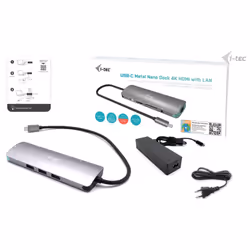 i-tec USB-C Metal Nano Docking Station 4K HDMI LAN with Power Delivery 100W + Universal Charger 100W - Vista aggiuntiva 5